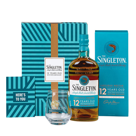 The Singleton of Dufftown 12 Jahre Single Malt Scotch Whisky 70cl im hochwertigem Geschenkset mit Glas & Grußkarte Speyside