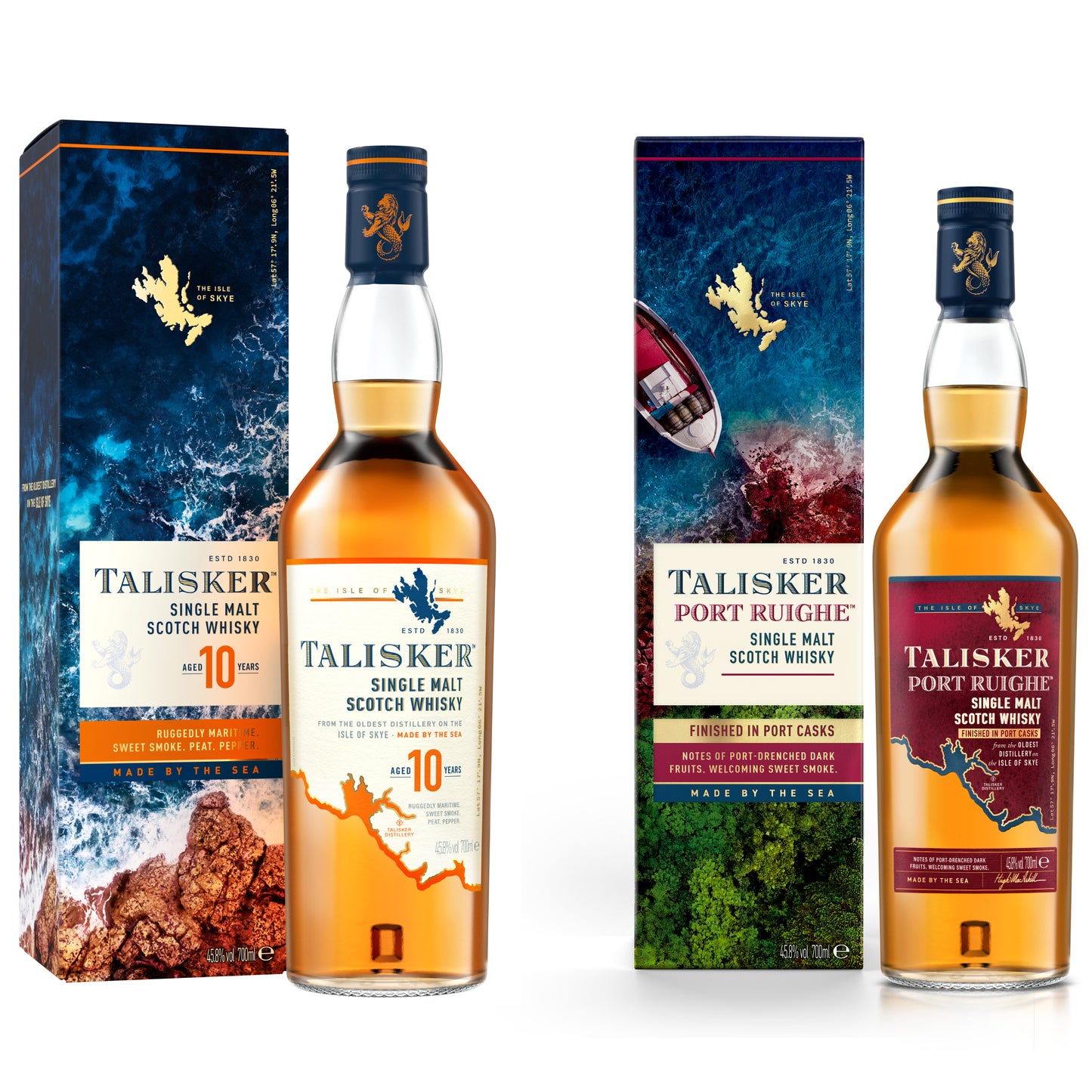 Talisker 10 Jahre & Talisker Port Ruighe Single Malt Scotch Whiskey, 2x70cl